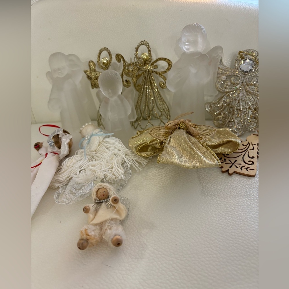 Gold and White Angel Figurines Set
